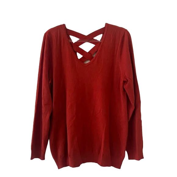 Love Ellie Mia Crisscross Back Detail Rust Pullover NWOT Size Medium - Picture 4 of 6